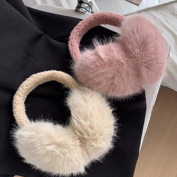 Winter Plush Thickened Warm Earmuffs Women Fur Ear Cover Kawaii Japanese Ear Protection Outdoor Cycling Earbag Accessories
