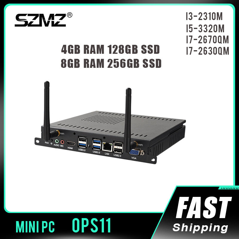 SZMZ-Mini PC OPS Core i3 i5 i7, procesador DDR3, 8G, 128GB, 256GB, SSD, Windows 10, Linux, ordenador de escritorio para juegos