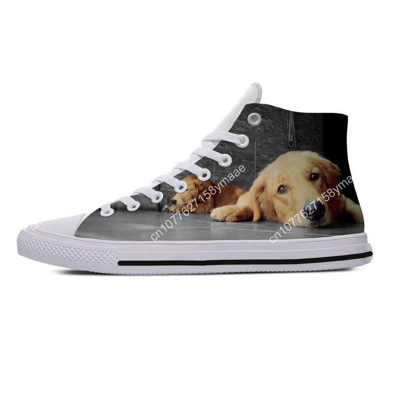 Labrador Retriever sepatu kanvas leher tinggi, sepatu sneaker kasual anjing hewan peliharaan potongan Kawaii ringan Pria Wanita musim panas