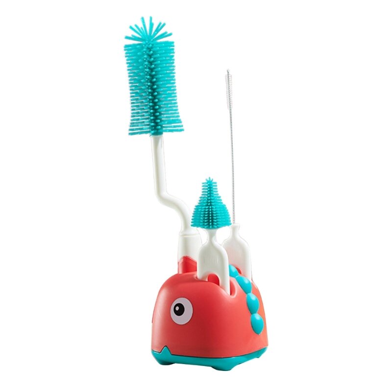 Silicone Bottle Brushes with Stand 360° Rotating Silicone Bottle Cleaning Brush