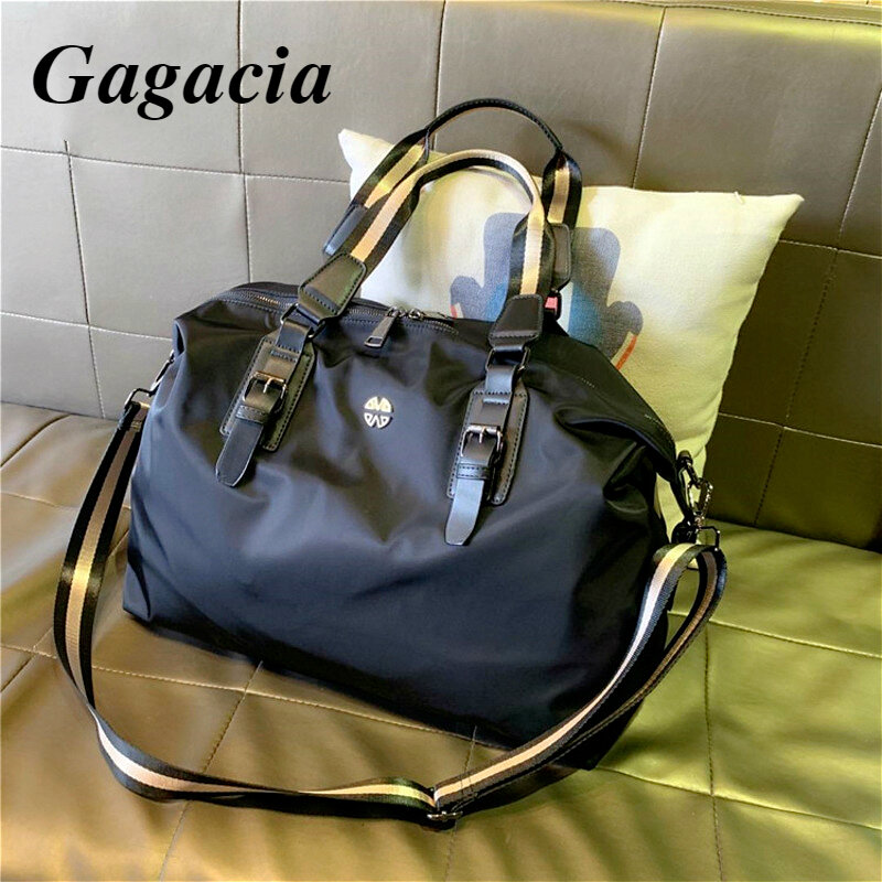 Gagacia Vrouwen Reizen Tote Bag Voor Vrouw Nylon Handtas Zwarte Vrouwelijke Grote Capaciteit Opbergzakken Fashion Overnight Weekender Tas