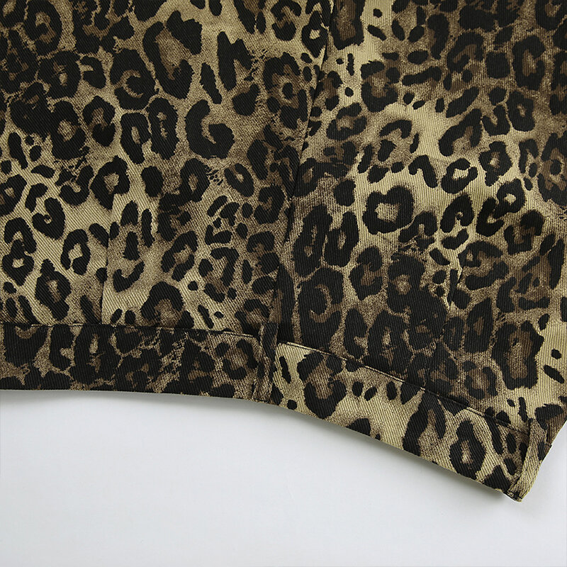 OMSJ-Shorts rétro Harajuku à imprimé léopard pour femmes, tenues de loisirs sexy, pantalons courts simples et chics, boutons zippés, été 2024