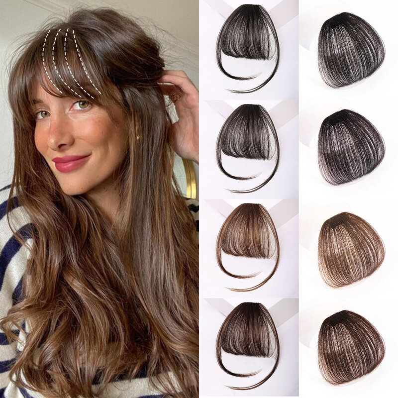 Air Bangs Hair Bangs With Sideburns Synthetic Clip In Hair Extensions Elegant Natural Looking For Daily Use