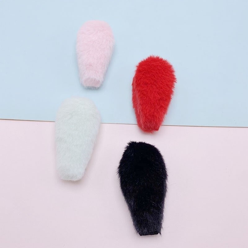 10 Pcs Girls Rabbit Furry Ears DIY Padded Appliques Plush for Hairpin Headwear