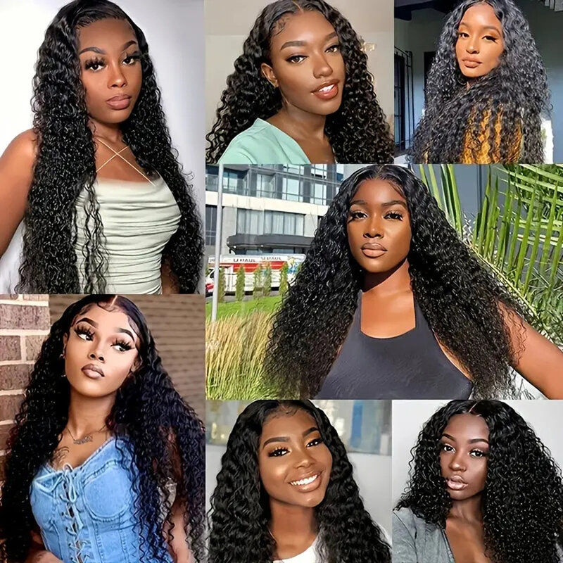13x4 Hd  Water Wave Lace Front Wig 32-16 InchGlueless Brazilian Hair Deep Wave Lace Frontal Curly Human Hair Wig Pre Plucked