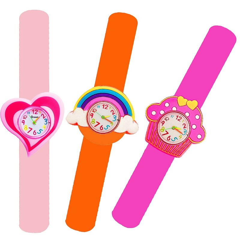 3D 러브 레인보우 어린이 시계, 아기 생일 케이크 선물 팔찌, 어린이 디지털 전자 시계, 학생 시계