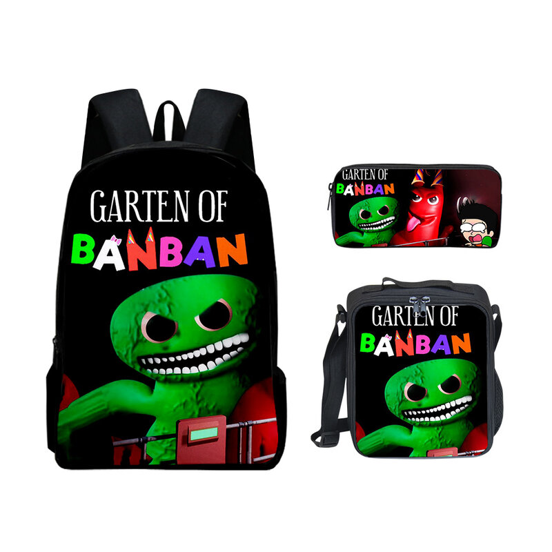 Banban 클래식 재밌는 정원 학생 학교 가방, 노트북 데이팩, 배낭 점심 가방, 연필 케이스, 3D 인쇄, 3 개/세트