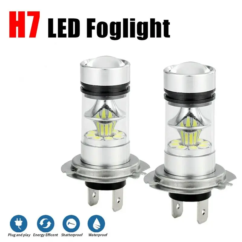 2 шт., высокомощные лампы для передних фар H7, 100 Вт, 6000 К