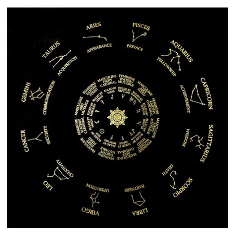 Nappe Divination à pendule carrée, tapis cartes Tarots, Runes, nappe d'autel