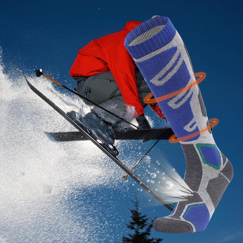 Meias de esqui 1 par casual absorção de umidade à prova de choque masculino feminino alta elástica térmica meias de esqui para o tempo frio