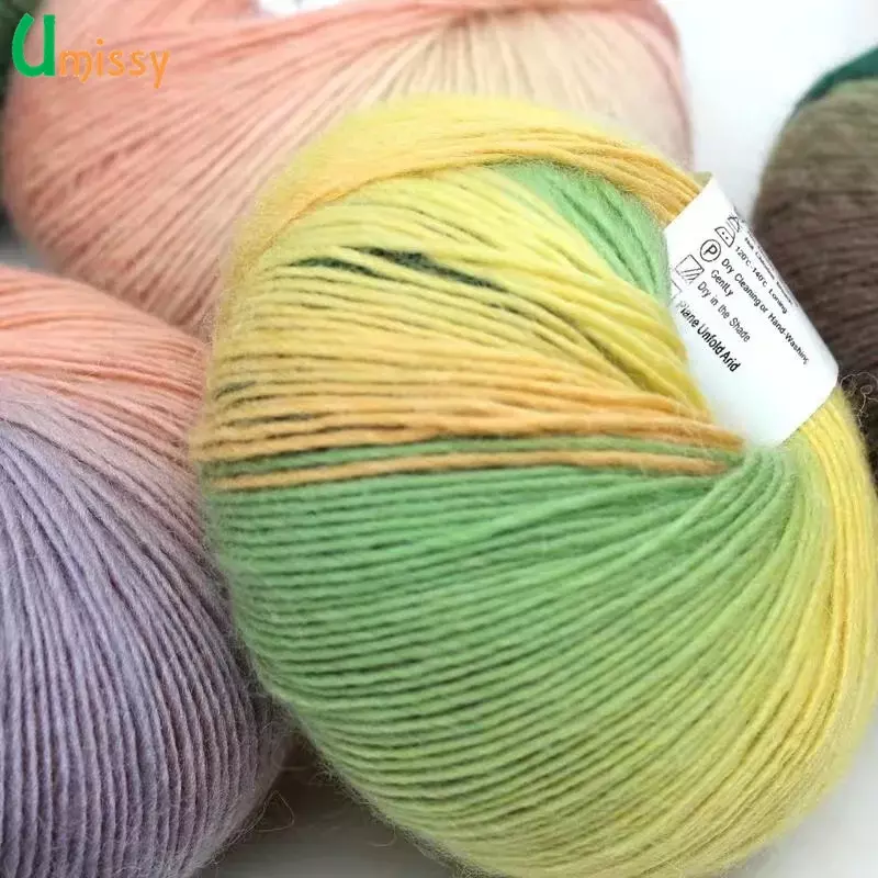 2Pcs Kasmir Benang Rajutan Chunky Tenunan Tangan Wol Rainbow Colorful Merajut Skor 100% Wol Benang Jarum Crochet Menenun benang