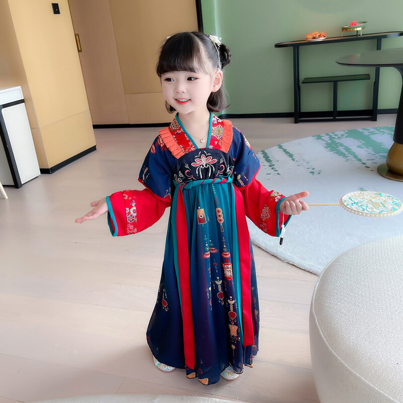 Dziewczyna 2022 wiosenny i jesienny nowy orientalny haft Retro Hanfu sukienka chińskie tradycyjne spódnica Party wieczór wydajność Vestido