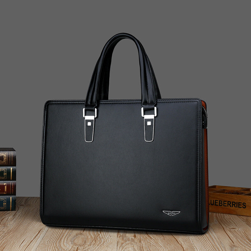 Maleta de couro de negócios com senha para homens, bolsa de grande capacidade, escritório masculino, ombro Messenger Bag 14 "Laptop Bag