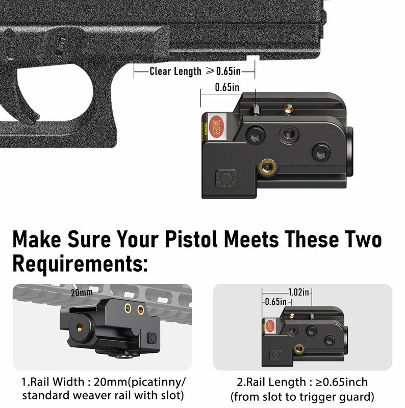 CVLIFE Dot Laser Sight สีแดงสำหรับปืนพกแม่เหล็ก USB ชาร์จ LOW PROFILE ปืนเลเซอร์ตีสองหน้าสวิตช์เปิดปิดยุทธวิธี