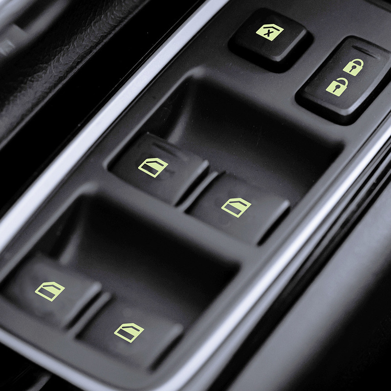 Botón de la ventana del coche pegatina luminosa interruptor de elevación calcomanías fluorescentes nocturnas pegatinas interiores del coche accesorios para automóviles