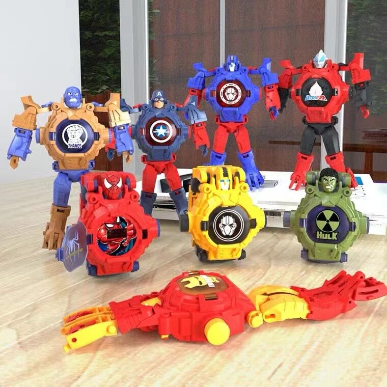 Детские часы «Человек-паук» с 24 проекционными узорами, игрушки для мальчиков, электронные часы-проектор с роботом-деформацией, подарок для детей на Рождество
