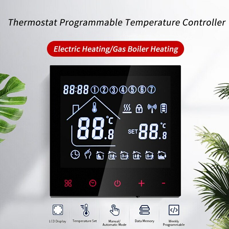 Termostato de pantalla táctil LCD, sistema de calefacción de suelo eléctrico programable, CA 110V 220V, controlador de temperatura para el hogar
