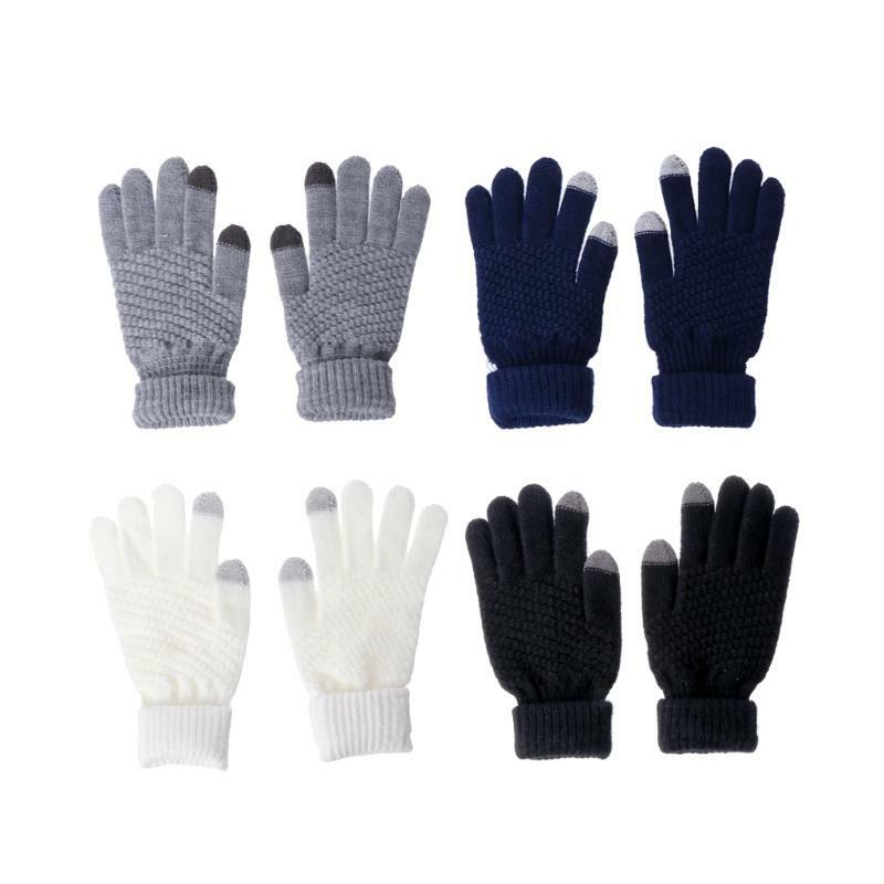 Gants tricotés d'hiver pour femmes, mignons, coupe-vent, doigts complets, épais, pour Ski en plein air, écran tactile, couleur
