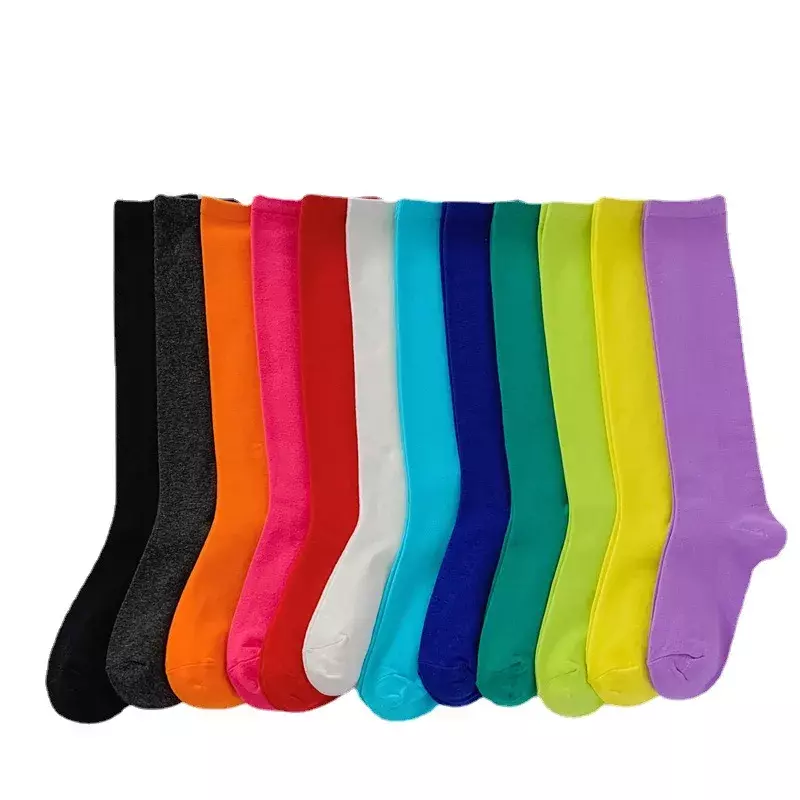 Women Calf Sock Cotton Casual Knee High Socks White Black Solid color Fashion Female Girl Party Dancing Sexy Long Sock