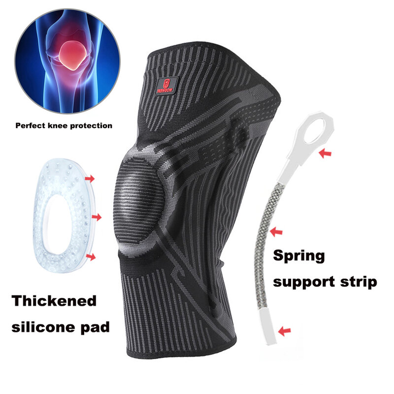 WorthWhile 1/2PCS Silicon Padded Basketball Knee Pads Patella Brace Kneepad Joint Support Fitness Compression Sleeve Protector