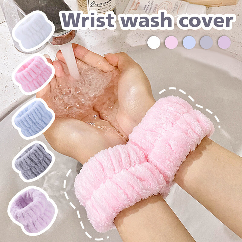 Gelang handuk mikrofiber lembut, ikat pergelangan tangan cuci tangan untuk mencuci wajah menyerap air mencegah basah pergelangan tangan