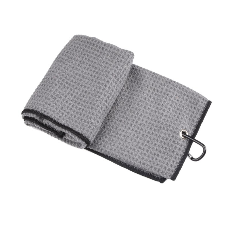 2 Pcs Tri-fold Golf Towel with Carabiner Cleaning Towels Washcloth Water Absorption Golf Towel Golf Accessories Dropship