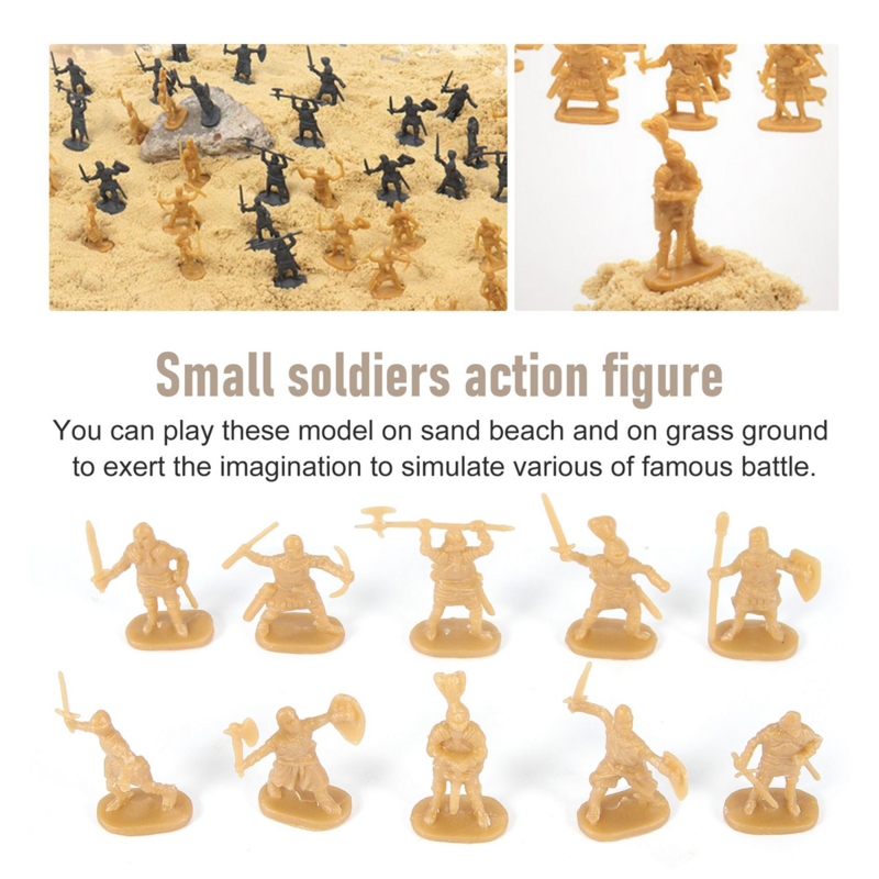 1:72 200/Set Plastic Ancient Soldier Figures Toy Archaic Soldiers Men Swordsman Action Figure DIY War Scene Toys Gold