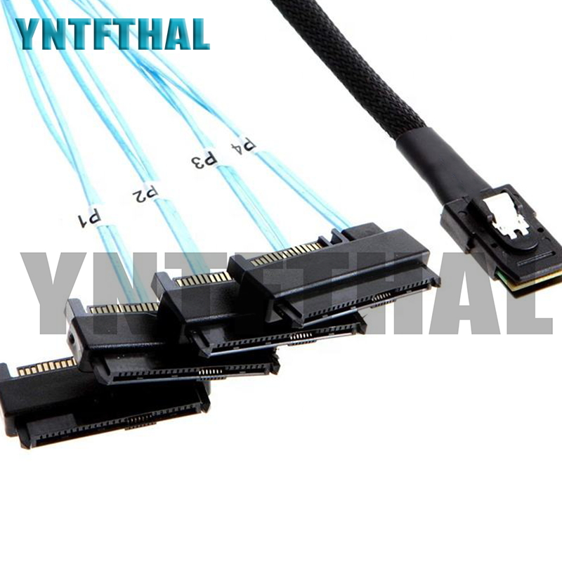 Kabel SAS mini-sas SFF-8087 ke 4 kabel, SFF8087 36P hingga 4i 7P 12Gbps 1/0. Data Hard Drive 5M