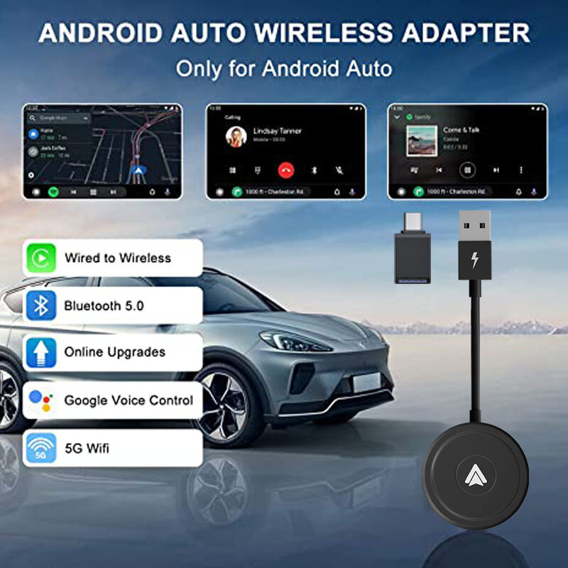 Adaptateur de voiture sans fil Android Auto, Dongle pour OEM Filaire AA Car Abrts Filaire Android à Sans fil Convient pour Android Matin