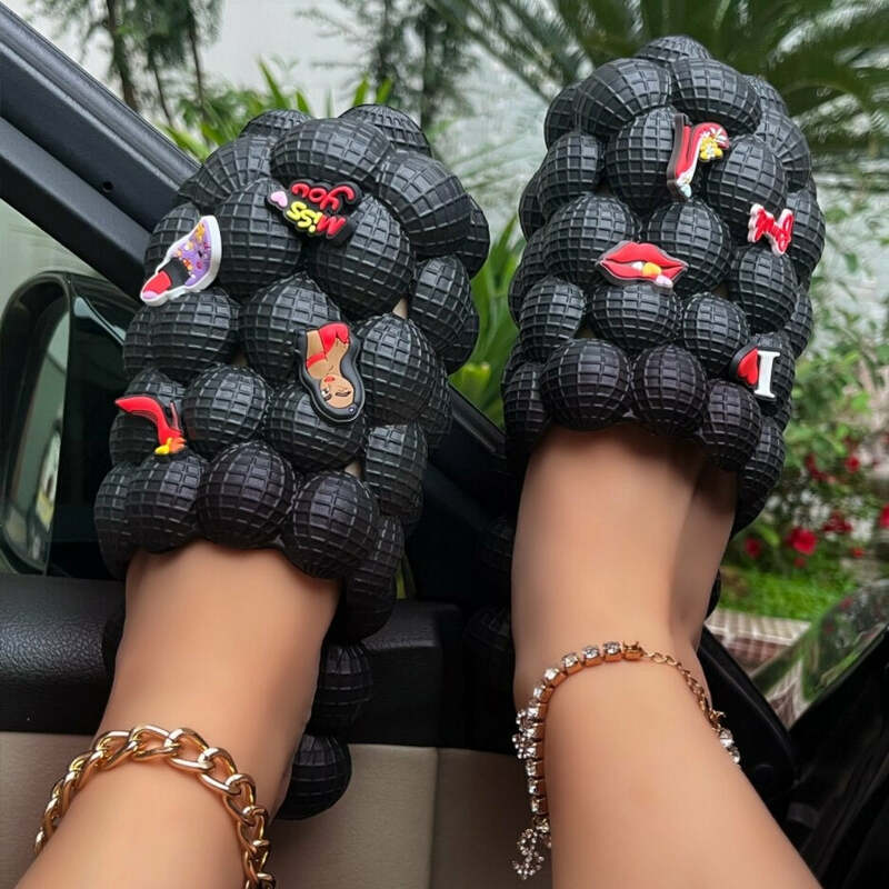 Designer Unisex Summer Slides For Women Outdoor Close Toe Slippers Bubble Massage Litchi Sandals Brand Fashion Sandals