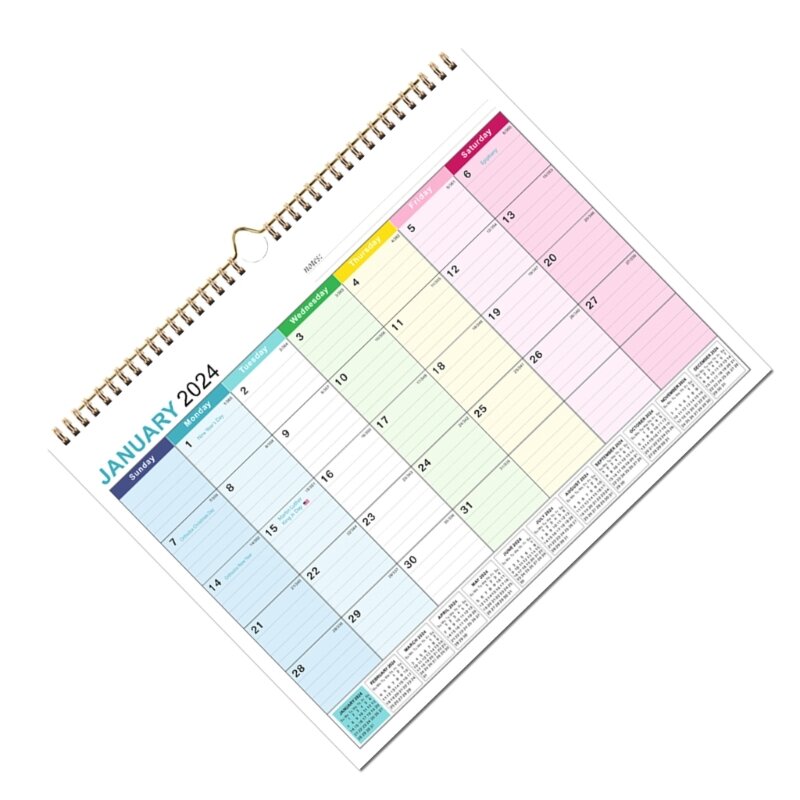 Wandkalender 2024–2025, Monatsseite, Feiertage, hervorgehobener, linierter Bereich
