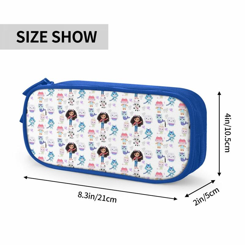 Large Pencil Pouch Gabby's Dollhouse Merch Cartoon Cute Double Layer Pencil Box Girl Make Up Bag Suprise Gift