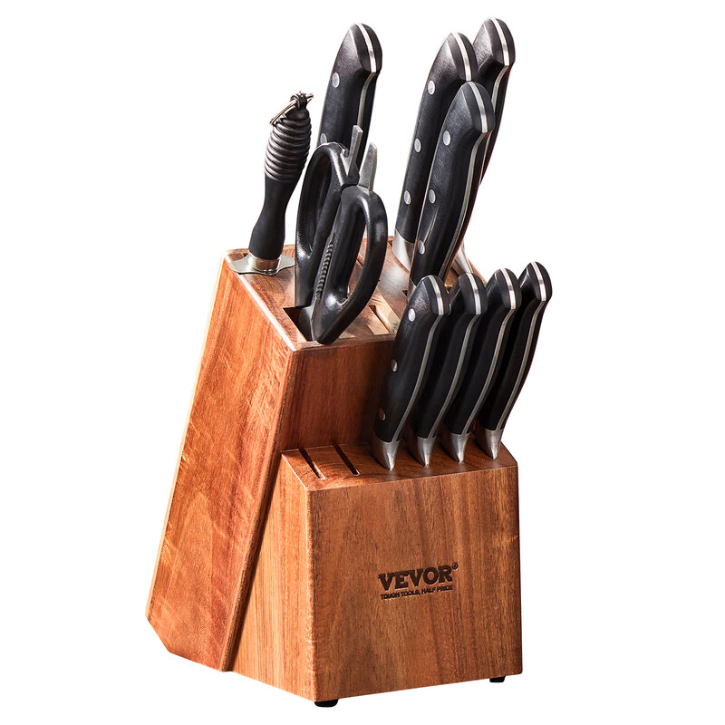 VEVOR Knife Storage Block 15/25 Slots,Acacia Wood Universal Knife Holders Without Knives,Multifunctional Knife Rack,Easy Storage