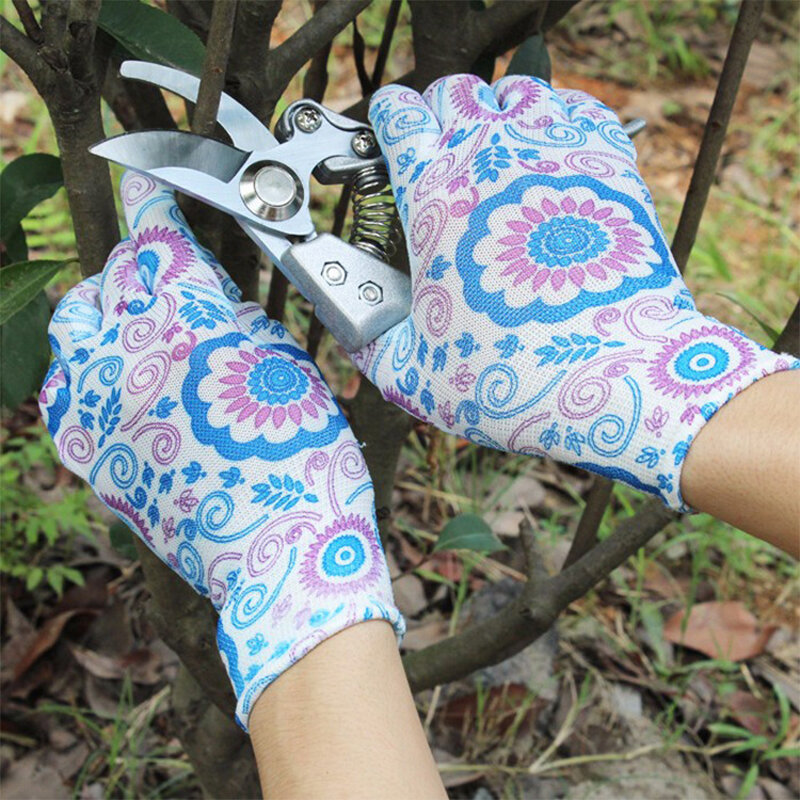 Перчатки женские нескользящие с цветочным рисунком, для сада и уборки растений, с покрытием ладони, Нескользящие, для защиты домашнего труда