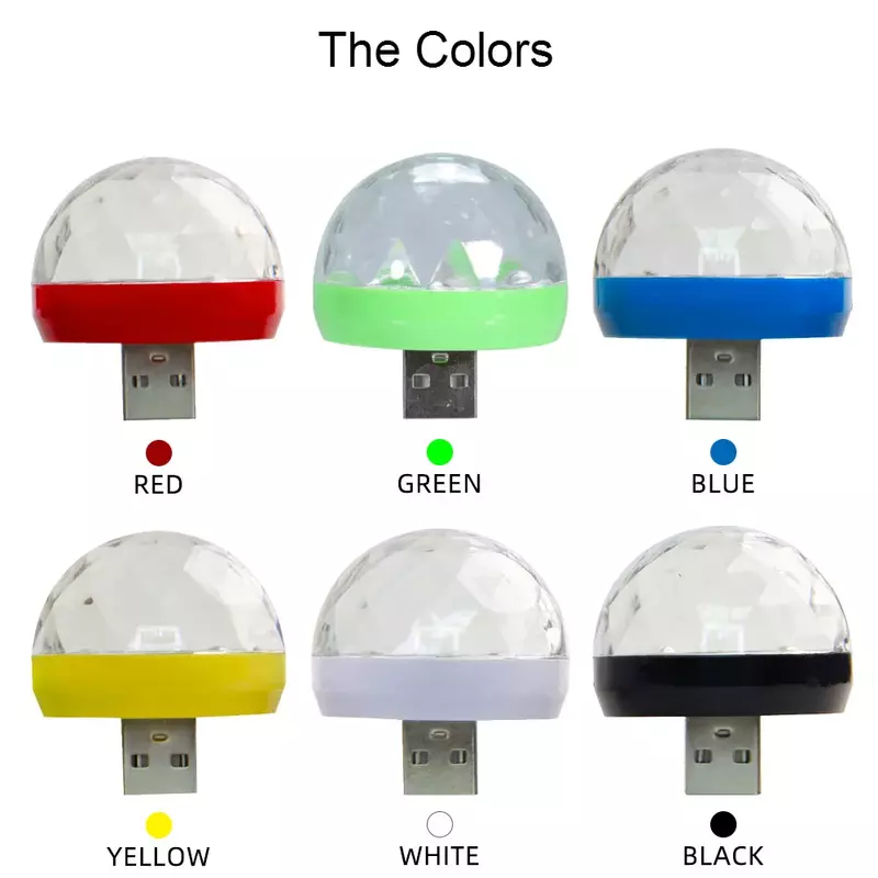 Mini lumière LED USB pour voiture, lumière RVB, musique, contrôle du son, DJ Chang, lampe boule, fête à la maison, USB vers Apple, téléphone Android