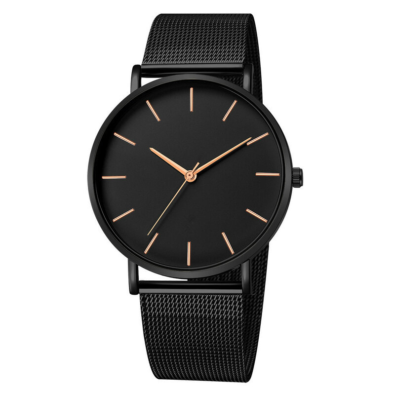 Nowy minimalistyczny męska moda Ultra cienkie zegarki dla mężczyzn biznes stopu pasek z siatki zegarek kwarcowy wypoczynek męski zegarek prezenty