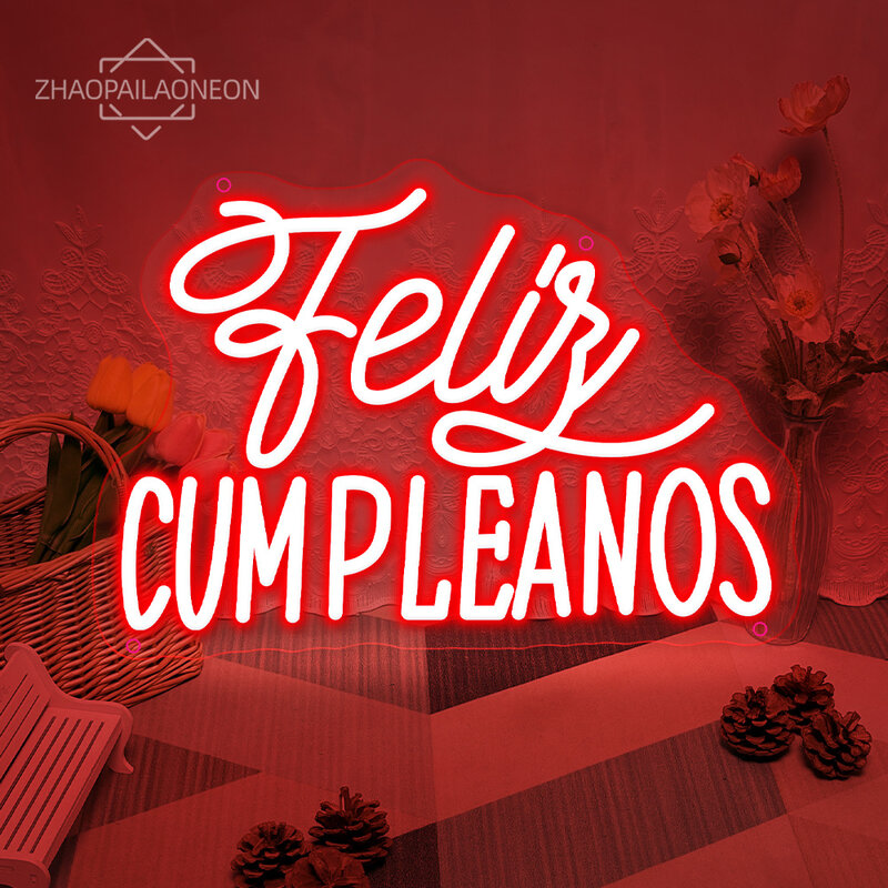 Letreros Led de neón de Feliz cumpleaños, luces de neón de Feliz cumpleaños en español, USB, arte de fiesta en casa, decoración de pared de habitación, letreros de cumpleaños