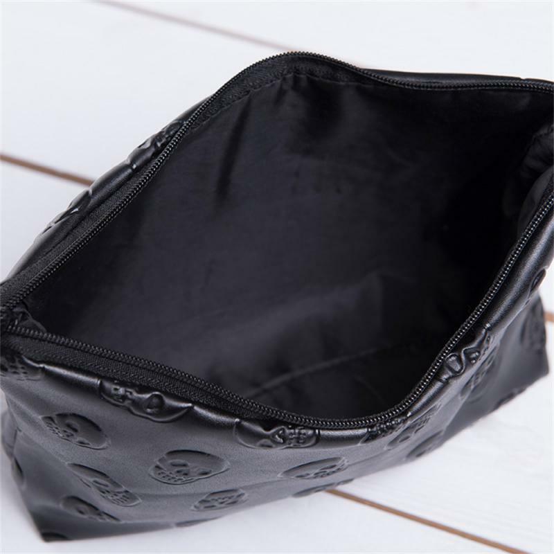 1 ~ 10ชิ้นกระเป๋าเก็บของสีดำห้องน้ำหนัง PU กระเป๋าแต่งหน้าทันสมัยกระเป๋าถือเดินทางรสจืด tas kosmetik ปลอดสารพิษ