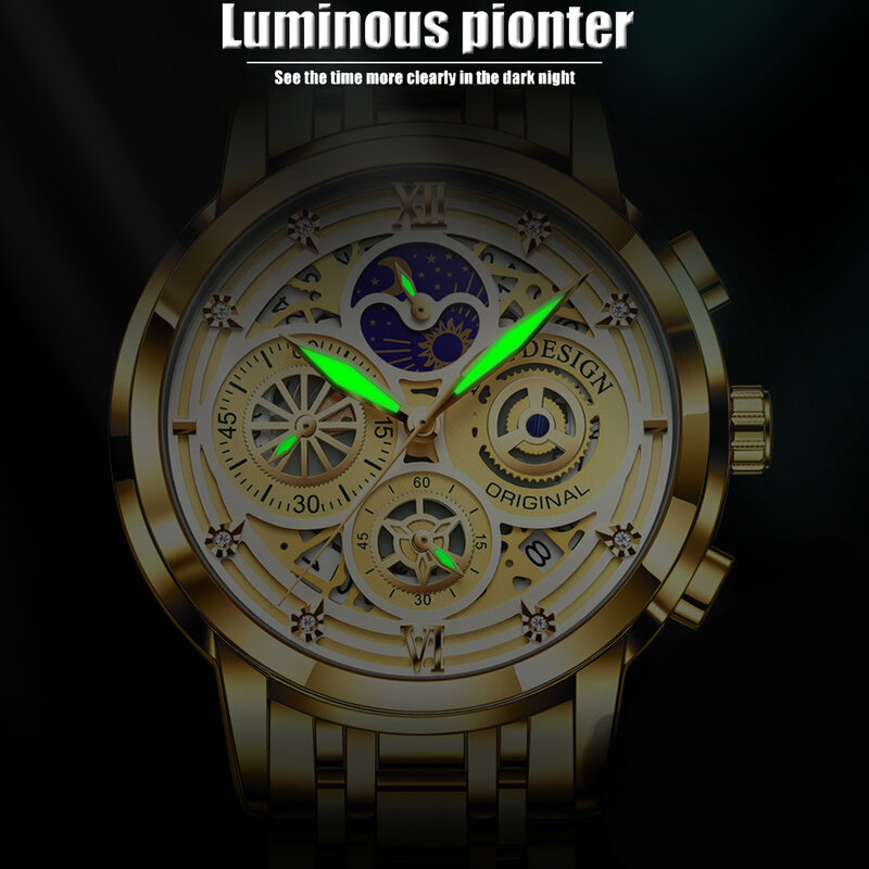 빅 LIGE 남성용 스테인리스 스틸 시계, 최고 품질 럭셔리 방수 야광 크로노그래프, 날짜 스포츠 손목 시계 및 상자
