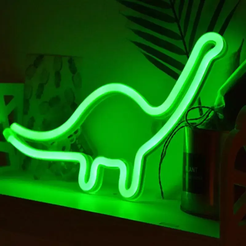 Desain bentuk dinosaurus lampu Neon dekorasi dinding ruangan lampu malam LED rumah lampu malam Natal untuk anak laki-laki