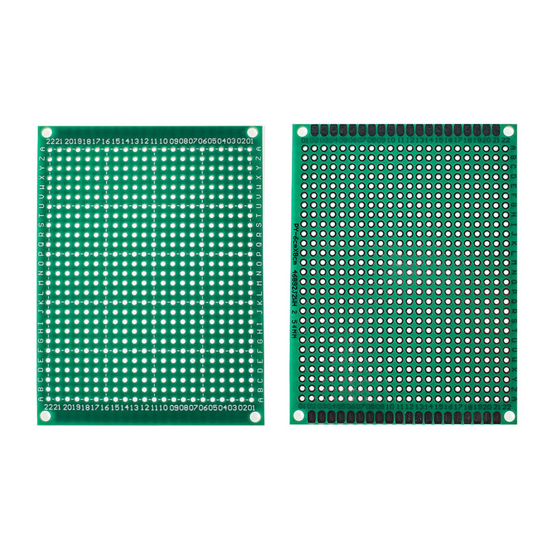 緑と青のユニバーサルPCBボード,5個,単面,6x8cm