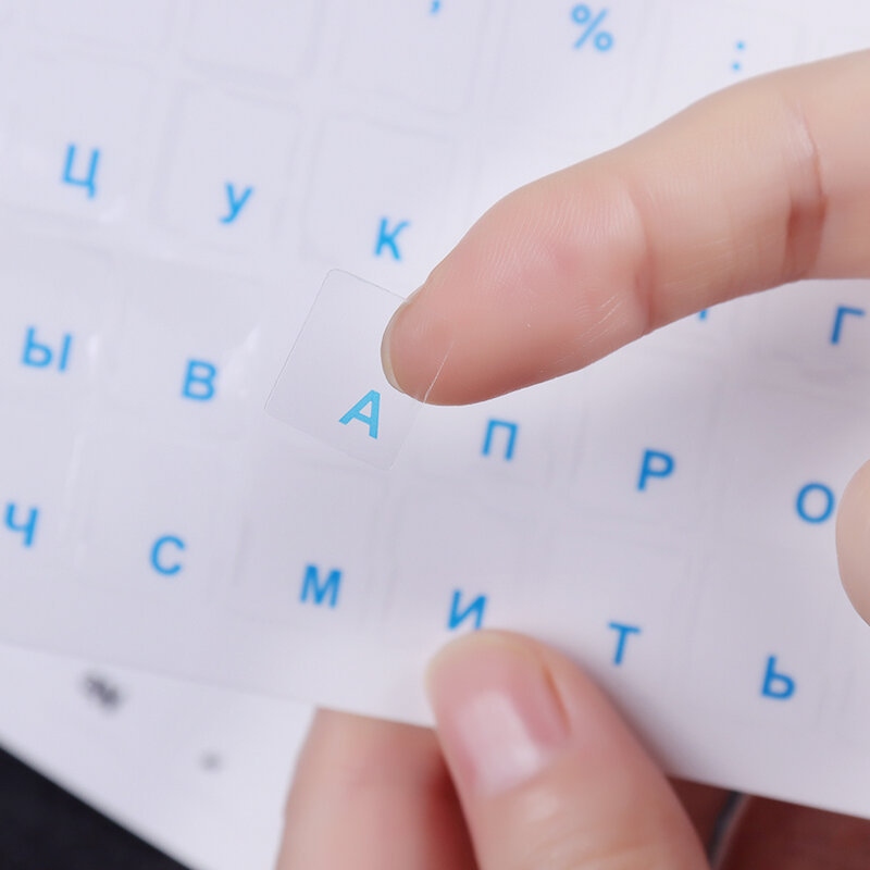 1 Buah Stiker Keyboard Transparan Rusia Label Hitam Putih Alfabet Bahasa untuk Komputer PC Aksesori Laptop Pelindung Debu