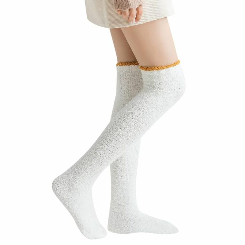Calcetines por encima de la rodilla de nailon, medias altas hasta el muslo, suaves y cálidas, calentadores elásticos, invierno y otoño