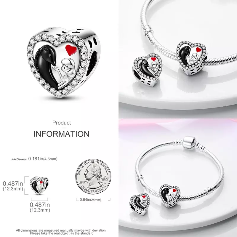 925 srebrne chłopięce i dziewczęce wisiorek dla zakochanych amulety do oryginalnego bransoletka Pandora paciorki naszyjnik Diy damska biżuteria