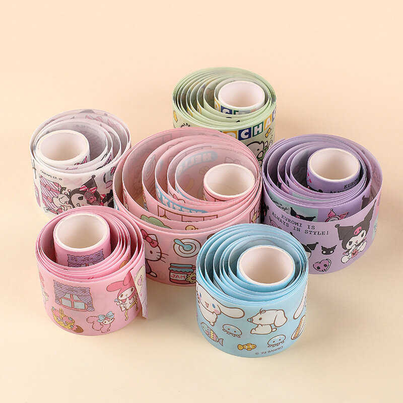 6/24pcs Genuine Edition Sanrio Stickers Paper Tape Hand Accounting Materials Decorative Diy Stickers Kuromi Sticker Wholesale