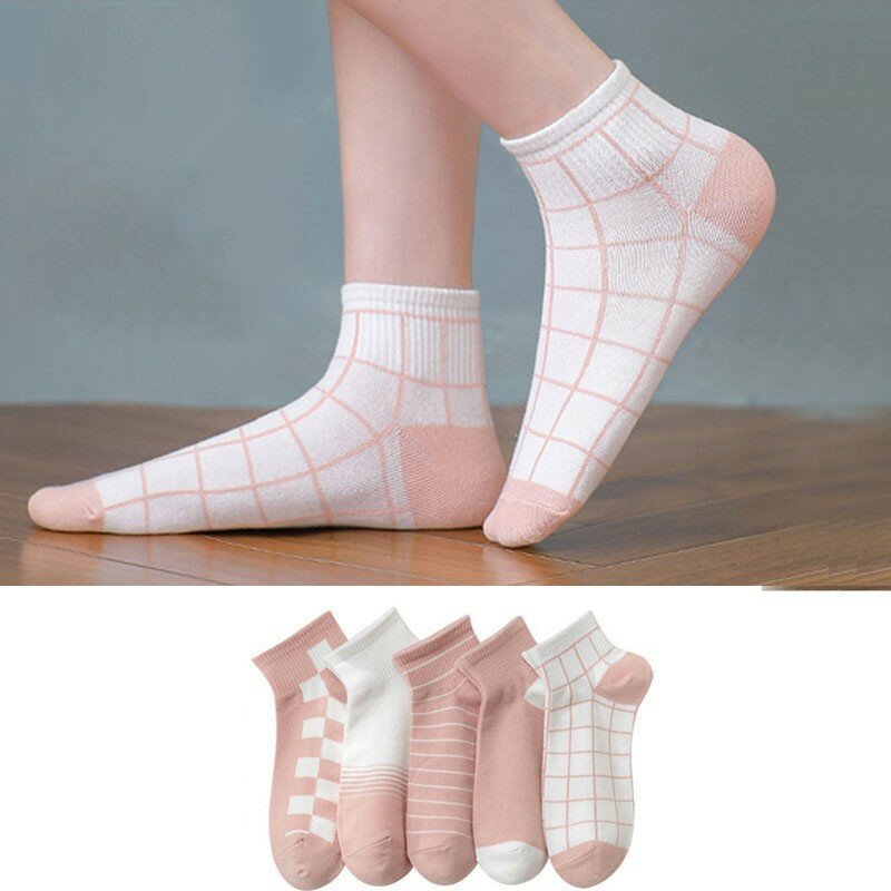 Носки женские Модные прочные простые милые тонкие нескользящие носки в полоску с леопардовым принтом не показывают, бриллиантовые 5 пар AZ103