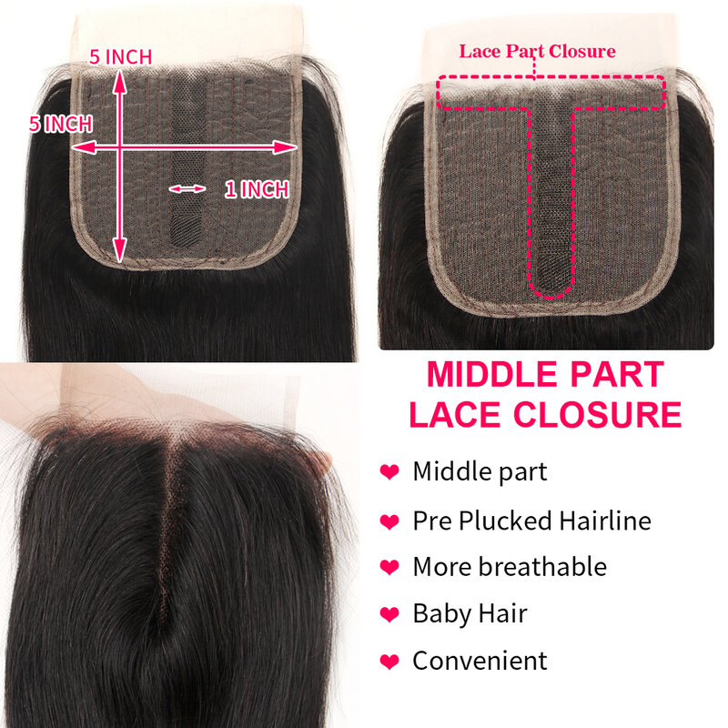 Body Wave Human Hair Bundles With Closure 5x5 Lace Closure Remy Brazilian Hair Body Wave 3/4 Bundles With Closure 40inch Bundles