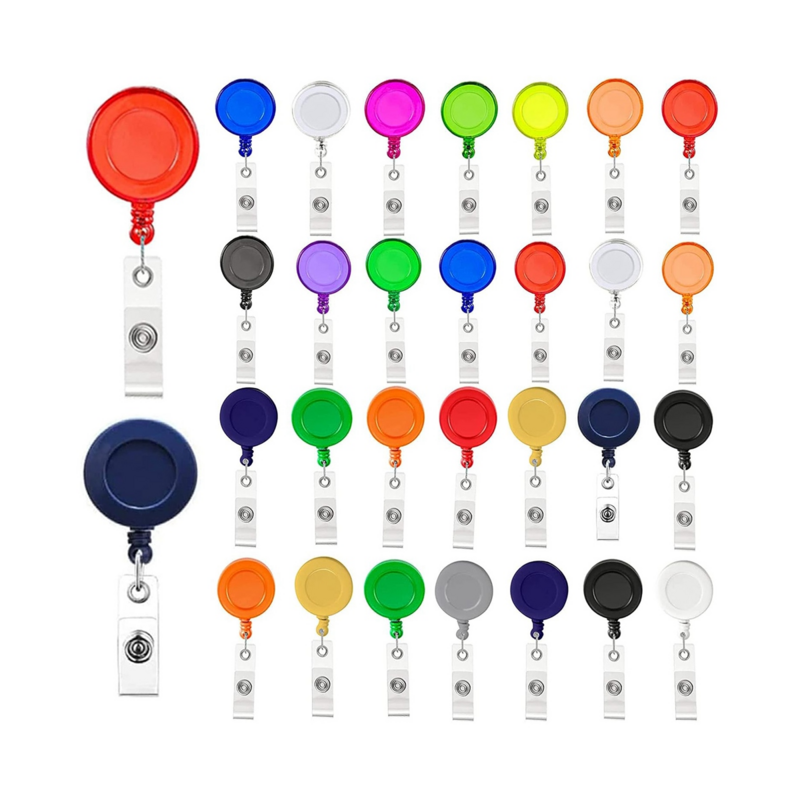 بكرات شارة قابلة للسحب ، مقاطع ملونة لبطاقة الهوية وبطاقة المفاتيح ، 30 حزمة