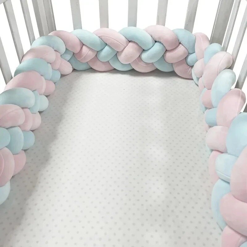 Handmade Knotted Bed Bumper para o bebê, Braid Weaving, Plush Crib Protector, Infantil Knot Pillow, Decoração do quarto, 1-3m