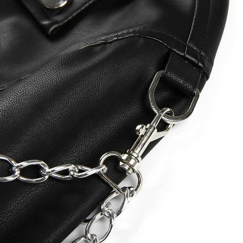 Women's Leather Cropped Jackets,Long Sleeve Zipper Faux Black Motorcycle Moto Biker Short Coat Fashion